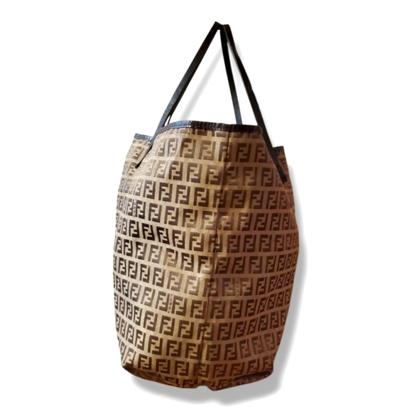 FENDI Zucchino Beige and Brown Logo Tote Bag - Picture 8 of 15